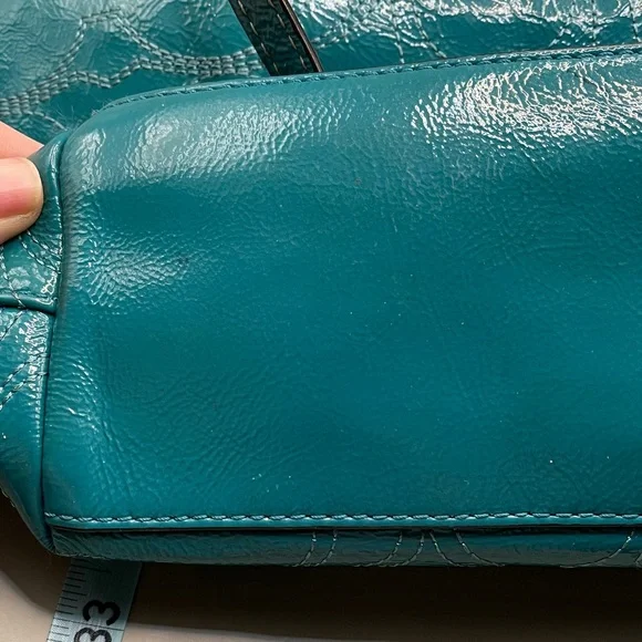 Coach Stunning Patent Leather Bag Teal Coach E1275-F19198 - Picture 10 of 11